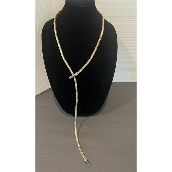 NWOT 6 Lariat Snake Long Gold Tone Rhinestone Statement Necklaces - Picture 2 of 12